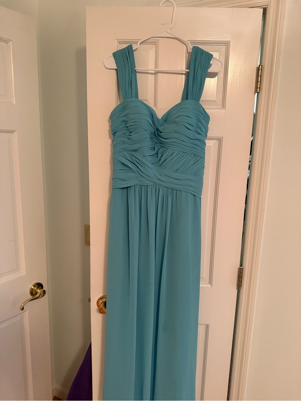 Bill Levkoff Aqua Ruched Sweetheart Maxi Dress